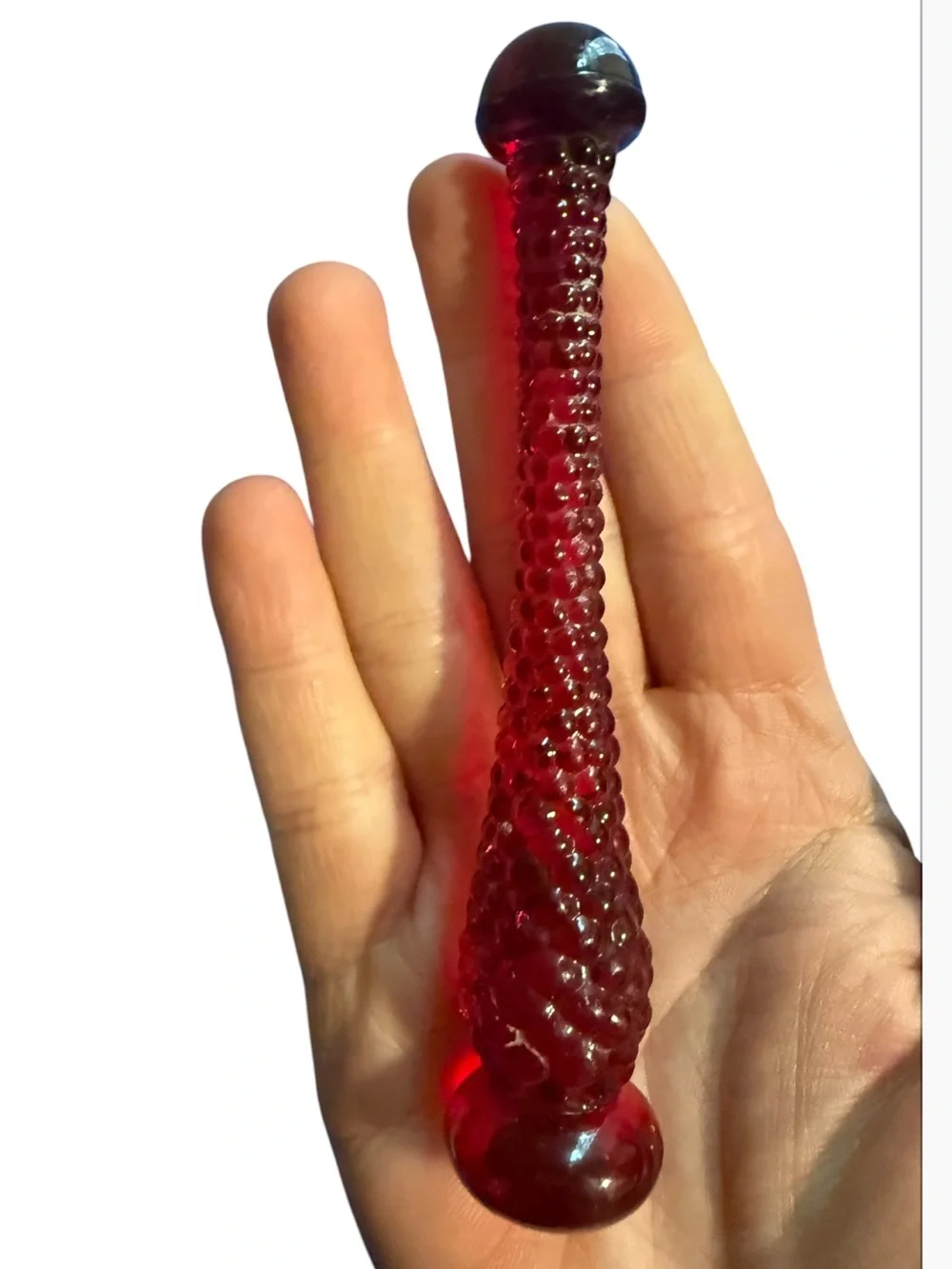 Vintage Cambridge Red Crystal Cocktail Muddler